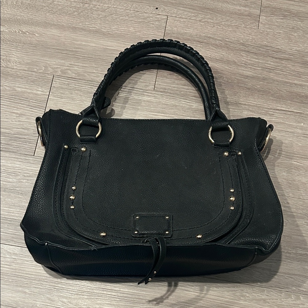 Sole Society Black Studded Leather Shoulder Bag